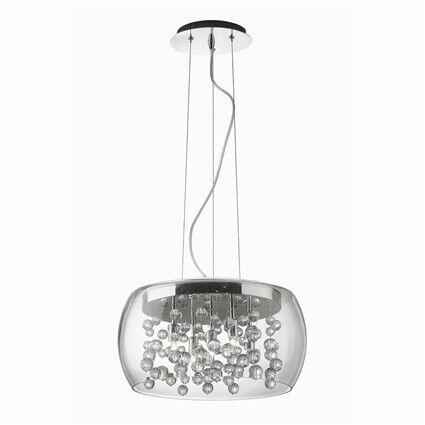 Lampa wisząca Audi-80 SP5 Ideal Lux  031743 klosz z przezroczystego szkła wewnątrz klosza dekoracyjne bombki przymocowane do podstawy