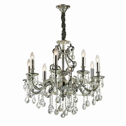 Lampa wisząca Gioconda SP8 ARGENTO Ideal Lux  044934   z odlewu metalu w kolorze srebrnym wisiorki  z kryształków