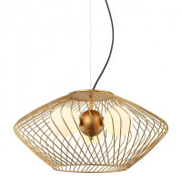 Lampa wisząca ZENO MDM-3845-3 GD ITALUX POŁĄCZENIE DRUCIANEGO ABAŻURU ZE SZKLANYM KLOSZEM