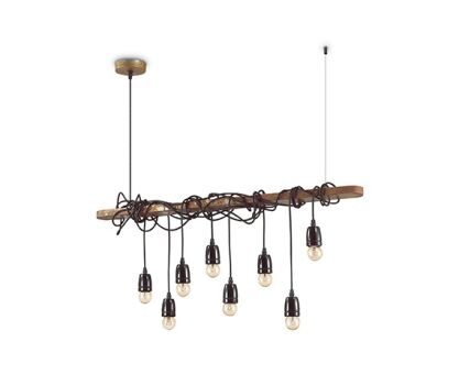 Lampa wisząca Electric SP8 176369  NOWOCZESNY IP20 E27 drewno / tkanina Ideal Lux OPRAWA W STYLU NOWOCZESNYM