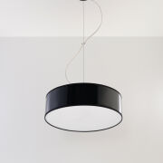 Elegancka Lampa Sufitowa Koło Wisząca ARENA 35  SL. 0115 klosz z tworzywa sztucznego w kolorze czarnym w kształcie walca