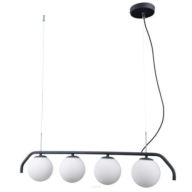 Lampa wisząca  CARIMI PND-3300-4-BK Italux  metalowy korpus szklane klosze  CZARNY SATYNOWY  4xG9