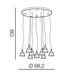 Lampa wisząca DALMATIA 9 AZ3144 nowoczesna minimalistyczna kolor czarny 9 źródeł światła - 3
