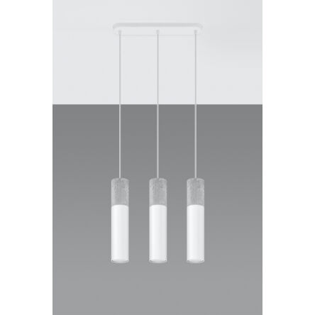 LAMPA  WISZĄCA BORGIO 3 BIAŁE  STALOWE TUBY ZAKOŃCZONE BETONEM IDEALNA DO SALONU SL.0649 SOLLUX