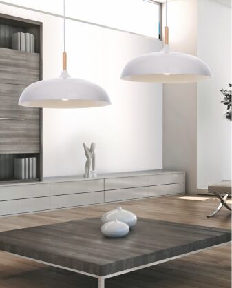 Lampa wisząca BIAŁA VERSI LDP 7899 (WT) Lumina Deco z drewnianym akcentem