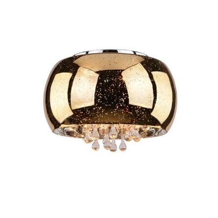 Plafon ASTRAL gold AZzardo AZ1647 okrągły klosz a z niego wystają kryształki 