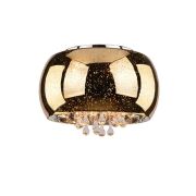 Plafon ASTRAL gold AZzardo AZ1647 okrągły klosz a z niego wystają kryształki 