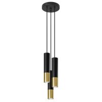 Lampa wisząca LOOPEZ SL.0955 Sollux tuba 3xGU10 czarna złota