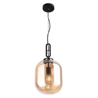 Lampa wisząca P0297 HONEY AMBER  z metalu i szklanego klosza o bursztynowym zabarwieniu 