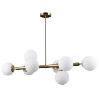 Lampa wisząca RADDI PNS-5510-8-HBR Italux ZŁOTY KORPUS BIAŁE KLOSZE 8xG9 DESIGNERSKA