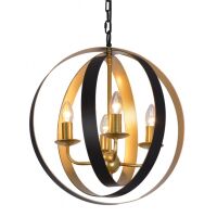 Lampa wisząca Kaia MD-BR16079-D4-B/G Italux metalowy klosz czarno-złoty złożony z okręgów połączonych ze sobą w środku 4 źródła światła industrialna 