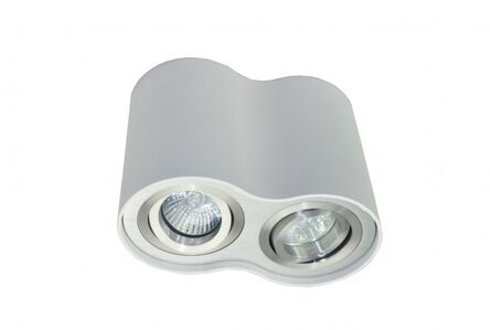 PLAFON ZUMA LINE RONDOO SPOT 50407-WH Z ALUMINIUM W KOLORZE BIAŁYM CHROMOWANY PIERŚCIEŃ NOWOCZESNA TUBA PODWÓJNA