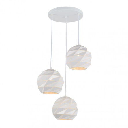 Lampa wisząca PALERMO PND-2424-3S-WH Italux PONADCZASOWY BIAŁY KOLOR POTRÓJNY ZWIS NA OKRĄGŁEJ PODSUFITCE 