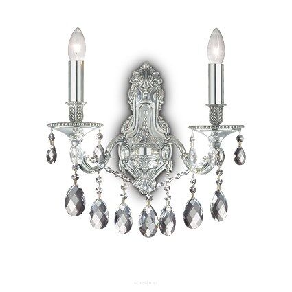Kinkiet Gioconda AP2 ARGENTO Ideal Lux  044910   z odlewu metalu w kolorze srebrnym wisoiorki  z kryształków