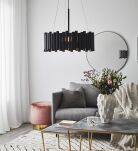 Lampa wisząca LEVEL 107925 Markslojd Klosz wykonany z czarnych rurek 3 źródła światła śr. 53cm NIESZABLONOWA  - 4