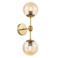 Kinkiet ZODIAK W2 Lumina Deco LDW 6001-2 (MD) Loft mosiężny bursztynowe klosze