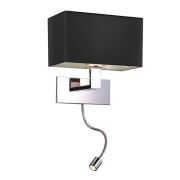 Kinkiet Martens AZzardo MB2251-B-LED-R BK AZ1558 z metalu w kolorze chromu i czarnego materiału w kształcie prostokąta nowoczesna do czytania LED