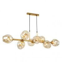 Lampa wisząca BORGO PND-30843-8 GD+AMB Italux Wgniecenia na kloszach modernistyczna złota