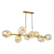 Lampa wisząca BORGO PND-30843-8 GD+AMB Italux Wgniecenia na kloszach modernistyczna złota