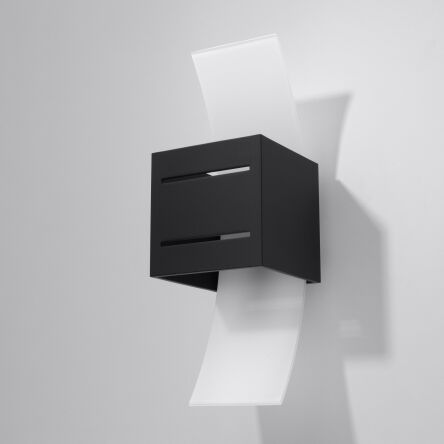Lampa Ścienna Aluminiowa Kostka Kinkiet LORETO Czarny SL.0201 Nowoczesna mleczne szkło