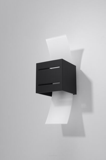 Lampa Ścienna Aluminiowa Kostka Kinkiet LORETO Czarny SL.0201 Nowoczesna mleczne szkło