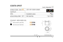 Plafon  COSTA SPOT AZ2706 wbudowany LED techniczna funkcjonalna czarna AZzardo - 2