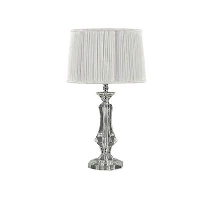 Lampa stołowa KATE-2 TL1 ROUND BIAŁY Ideal Lux  122885 posiada lekki korpus z przezroczystych elementów kryształowych podwójne klosze w wersji okrągłej