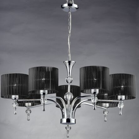 Lampa Wisząca Impress 7 Azzardo 1976-7P BK  z metalu o wykończeniu chromowanym i szklanym abażury w kolorze czarnym