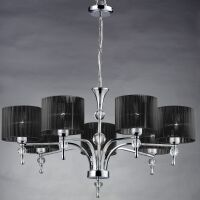 Lampa Wisząca Impress 7 Azzardo 1976-7P BK  z metalu o wykończeniu chromowanym i szklanym abażury w kolorze czarnym