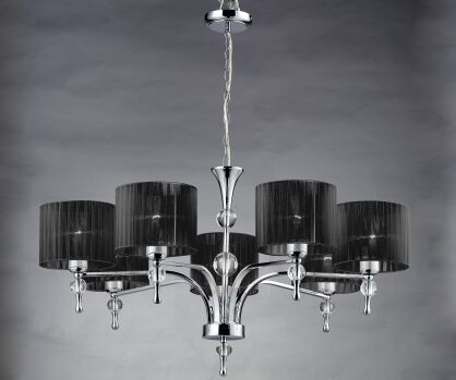 Lampa Wisząca Impress 7 Azzardo 1976-7P BK  z metalu o wykończeniu chromowanym i szklanym abażury w kolorze czarnym