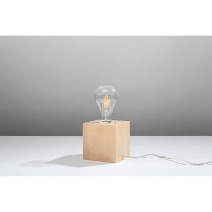 LAMPA STOŁWA  ABEL LAMPA BIURKOWA NATURALNE DREWNO MINIMALISTYCZNA W STYLU SKANDYNAWSKIM SL.0677 SOLLUX