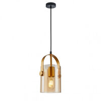 Lampa wisząca Nanesma PND-32453-1-GD+AMB nowoczesna bursztynowy klosz kształtem przypomina wiaderko