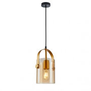 Lampa wisząca Nanesma PND-32453-1-GD+AMB nowoczesna bursztynowy klosz kształtem przypomina wiaderko