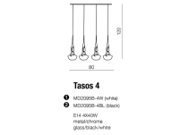Lampa wisząca Tasos 4 AZzardo MD2095B-4W AZ0884  nietypowy elegancki klosze są wykonane z metalu chromowanego i szkła w kolorze białym - 3