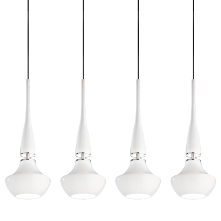 Lampa wisząca Tasos 4 AZzardo MD2095B-4W AZ0884  nietypowy elegancki klosze są wykonane z metalu chromowanego i szkła w kolorze białym