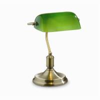 Lampa biurkowa Lawyer TL1 BRUNITO Ideal Lux 045030   Podstawa lampy ma kolor antycznego mosiądzu szklany zielony  klosz
