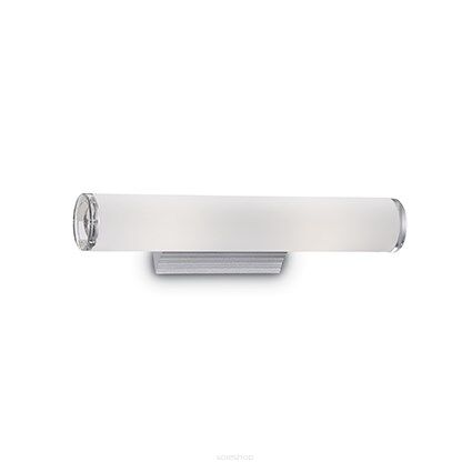 Kinkiet Camerino AP2 Ideal Lux  027081 Podstawa  z aluminium klosz w kształcie podłużnej tuby z matowego szkła  po bokach przezroczysty akryl