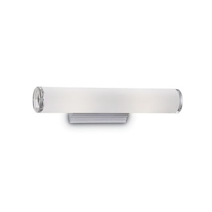 Kinkiet Camerino AP2 Ideal Lux  027081 Podstawa  z aluminium klosz w kształcie podłużnej tuby z matowego szkła  po bokach przezroczysty akryl