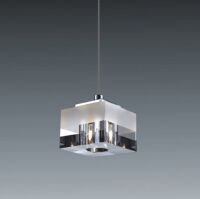 Lampa wisząca Cubric MD9216-1A Italux  nowoczesna lampa wykończenie w kolorze chromu klosz w kształcie kostki transparentno-mleczny