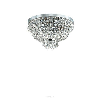 Plafon CAESAR PL5 CHROM Ideal Lux 103792  klosz  z ciętych kryształów rama w kolorze chromu