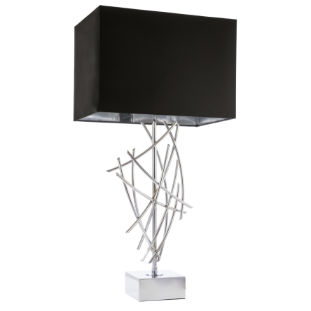  Lampa stołowa  Panama - T01953CH Cosmo Light  Klosz jest czary ze srebrnym wnętrzem podstawa przypomina żakiel