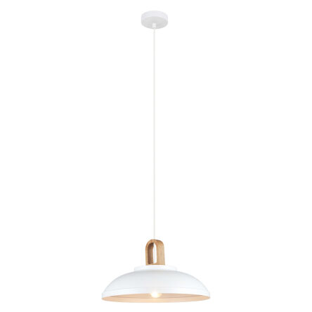 Lampa wisząca Danito MDM3153/1M W italux biała z elemetem drewna