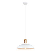 Lampa wisząca Danito MDM3153/1M W italux biała z elemetem drewna
