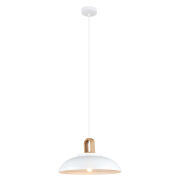 Lampa wisząca Danito MDM3153/1M W italux biała z elemetem drewna