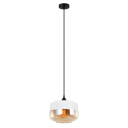 Lampa wisząca MOLINA MDM-2380/1 W+AMB  NOWOCZESNY ZWIS O ŚR. 25 CM  BIAŁO / SZAMPAŃSKI KLOSZ 