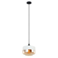 Lampa wisząca MOLINA MDM-2380/1 W+AMB  NOWOCZESNY ZWIS O ŚR. 25 CM  BIAŁO / SZAMPAŃSKI KLOSZ 