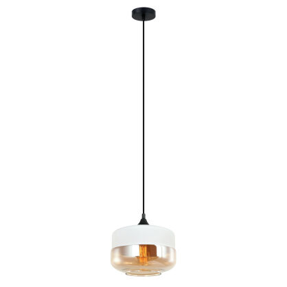 Lampa wisząca MOLINA MDM-2380/1 W+AMB  NOWOCZESNY ZWIS O ŚR. 25 CM  BIAŁO / SZAMPAŃSKI KLOSZ 