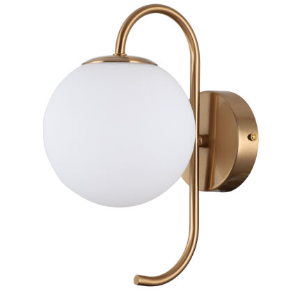 KINKIET GELA WL-5500-1-HBR Italux ZŁOTA LAMPA ŚCIENNA TRADYCYJNY KULISTY KLOSZ G9