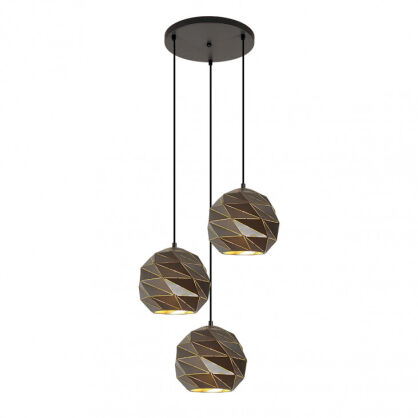 Lampa wisząca PALERMO PND-2424-3S-GR+GD Italux Potrójna antracytowo- złota
