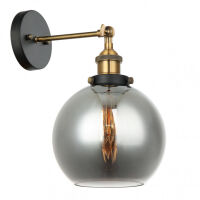 Kinkiet CARDENA MBM-4330/1 GD+SG Italux EKSTRAWAGANCKA LAMPA ŚCIENNA W STYLU INDUSTRIAL / RETRO CZARNY / ZŁOTY / DYMIONE SZKŁO 